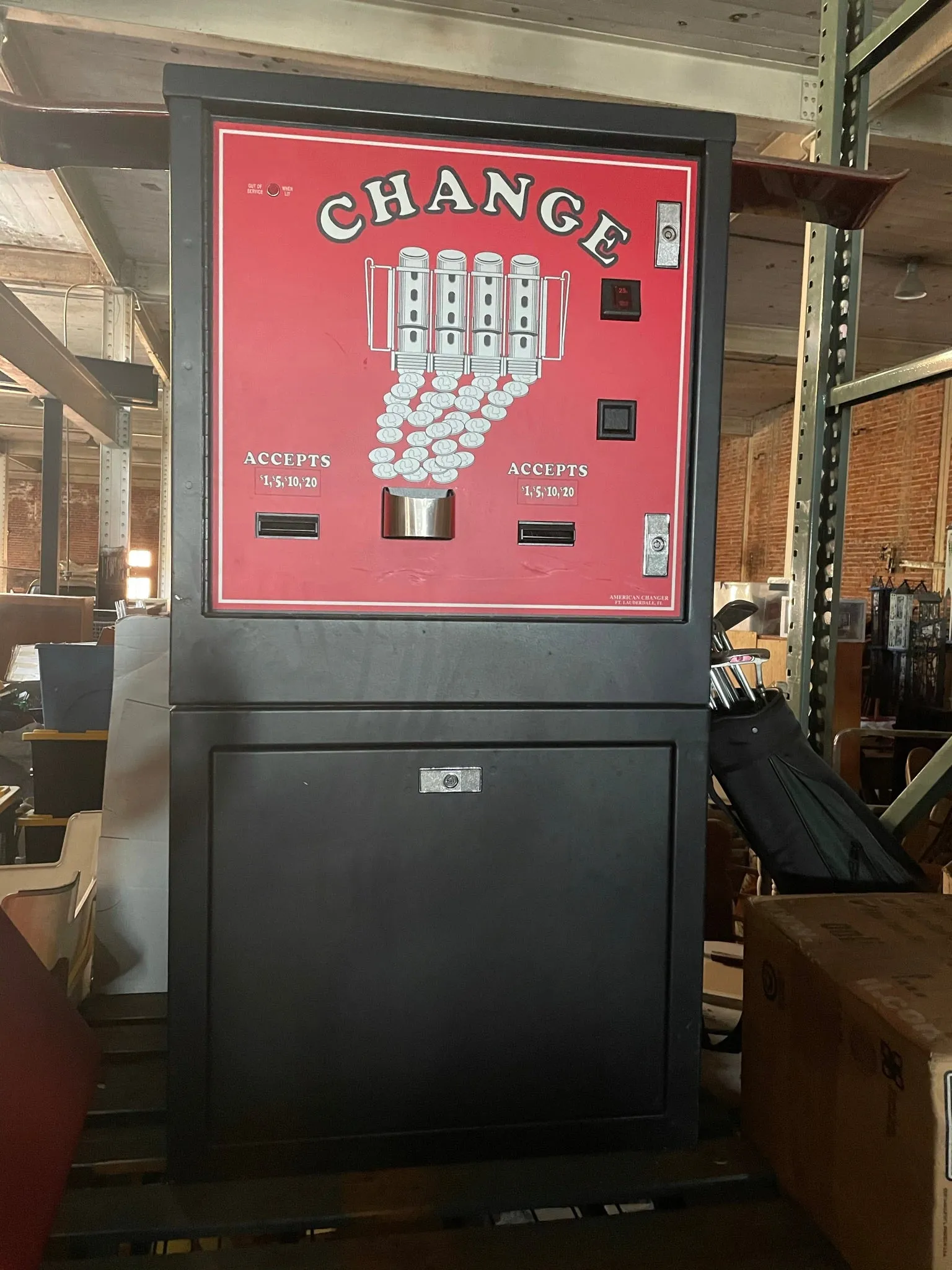 American Red Black & White High Capacity Bill Changer $1-$20 Machine