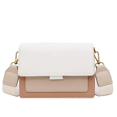Back To College Deanwangkt Contrast Color Leather Crossbody Bags For Women Travel Handbag Simple Shoulder Simple Bag Ladies Cross Body Bag