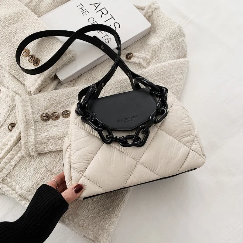 Back To College Deanwangkt Kawaii Tote Bag Hit Winter PU Leather Padded Quilted  Women's Designer Handbag Luxury Brand Chain Shoulder Crossbody Bags