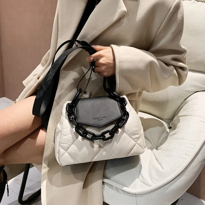 Back To College Deanwangkt Kawaii Tote Bag Hit Winter PU Leather Padded Quilted  Women's Designer Handbag Luxury Brand Chain Shoulder Crossbody Bags
