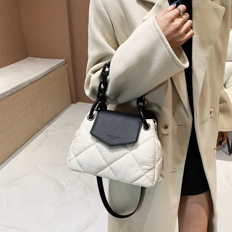 Back To College Deanwangkt Kawaii Tote Bag Hit Winter PU Leather Padded Quilted  Women's Designer Handbag Luxury Brand Chain Shoulder Crossbody Bags