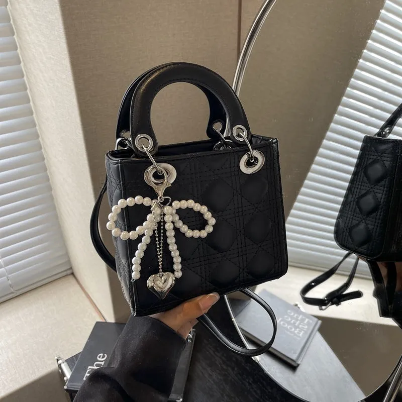 Beibei Shangpin  New High-Grade Bag Sheepskin Pattern Rhombus Diana Bag Portable Shoulder Crossbody Female Bags