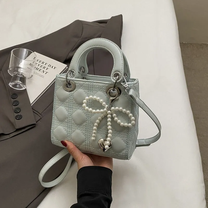 Beibei Shangpin  New High-Grade Bag Sheepskin Pattern Rhombus Diana Bag Portable Shoulder Crossbody Female Bags