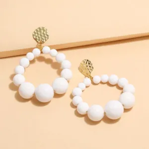 Bohemian Color Bead Hyperbol Earrings For Women 2021 Trend Gradual Acrylic Vintage Hanging Earrings Fashion Female Party Jewelry