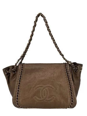 CL Metallic Bronze Leather Luxe Ligne Accordion Flap Bag