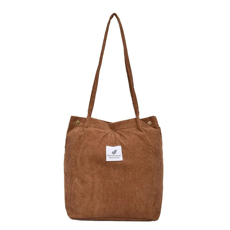 deanwangkt  Fashion Outdoor Leisure Shopping Bag Shoulder Bags Women New Corduroy Canvas Bag Girl Travel Party Organizer with Button Handbag