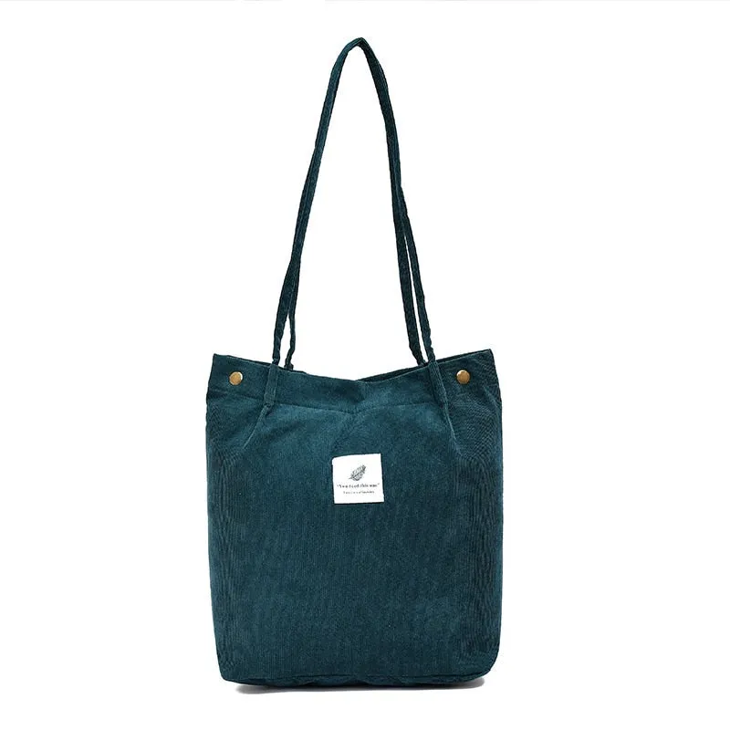 deanwangkt  Fashion Outdoor Leisure Shopping Bag Shoulder Bags Women New Corduroy Canvas Bag Girl Travel Party Organizer with Button Handbag