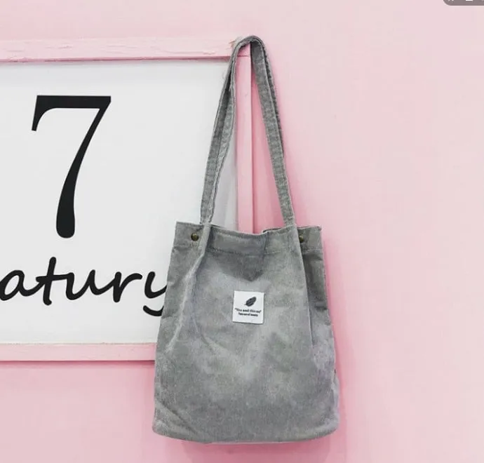 deanwangkt  Fashion Outdoor Leisure Shopping Bag Shoulder Bags Women New Corduroy Canvas Bag Girl Travel Party Organizer with Button Handbag