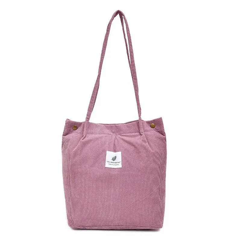 deanwangkt  Fashion Outdoor Leisure Shopping Bag Shoulder Bags Women New Corduroy Canvas Bag Girl Travel Party Organizer with Button Handbag