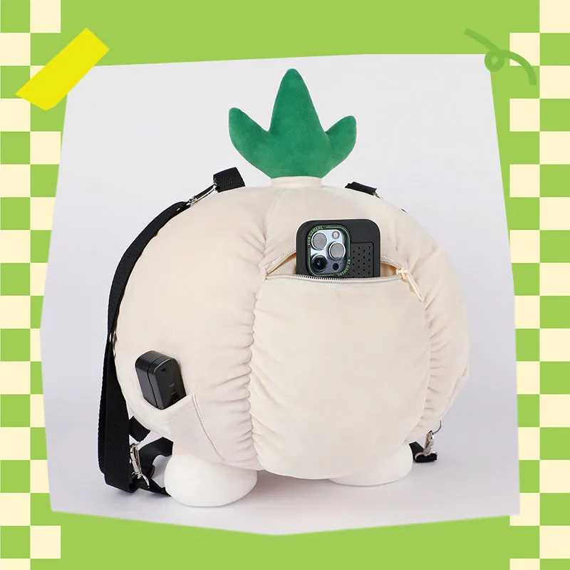 ELAINREN Garlic Shape Plush Bag Cute Garlic Stuffed Backpack for Kids Adults/45x36x36cm