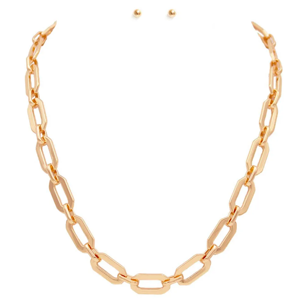 Gold Metal Chain Link Necklace