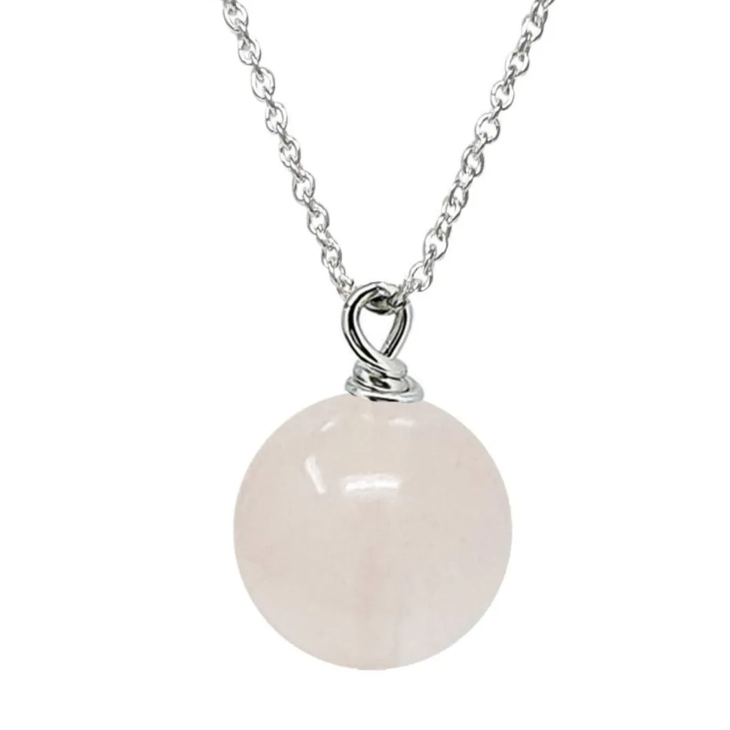 Handmade Rose Quartz Pendant and Earrings Women's Jewellery Set