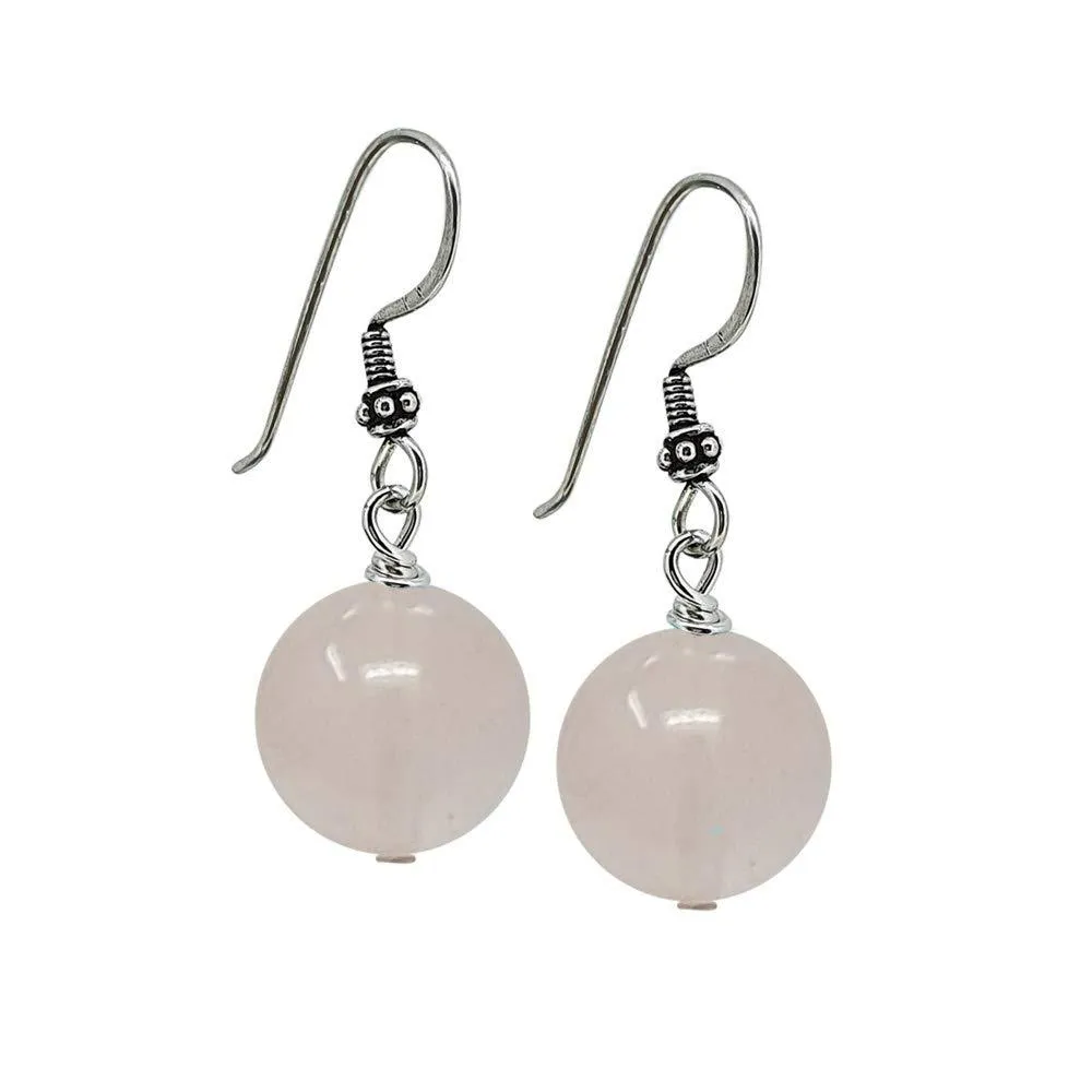 Handmade Rose Quartz Pendant and Earrings Women's Jewellery Set
