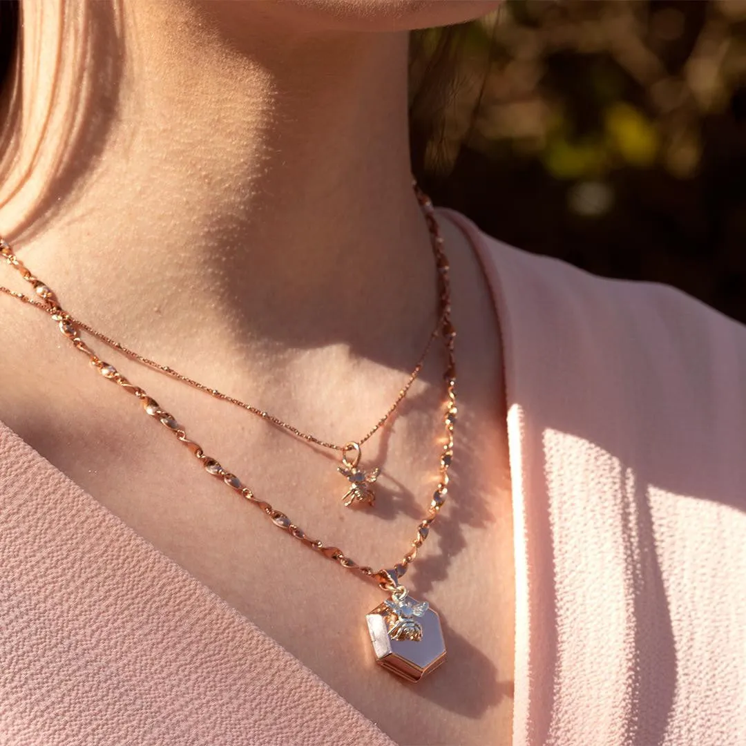 Hexagon Locket Necklace | Rose Gold