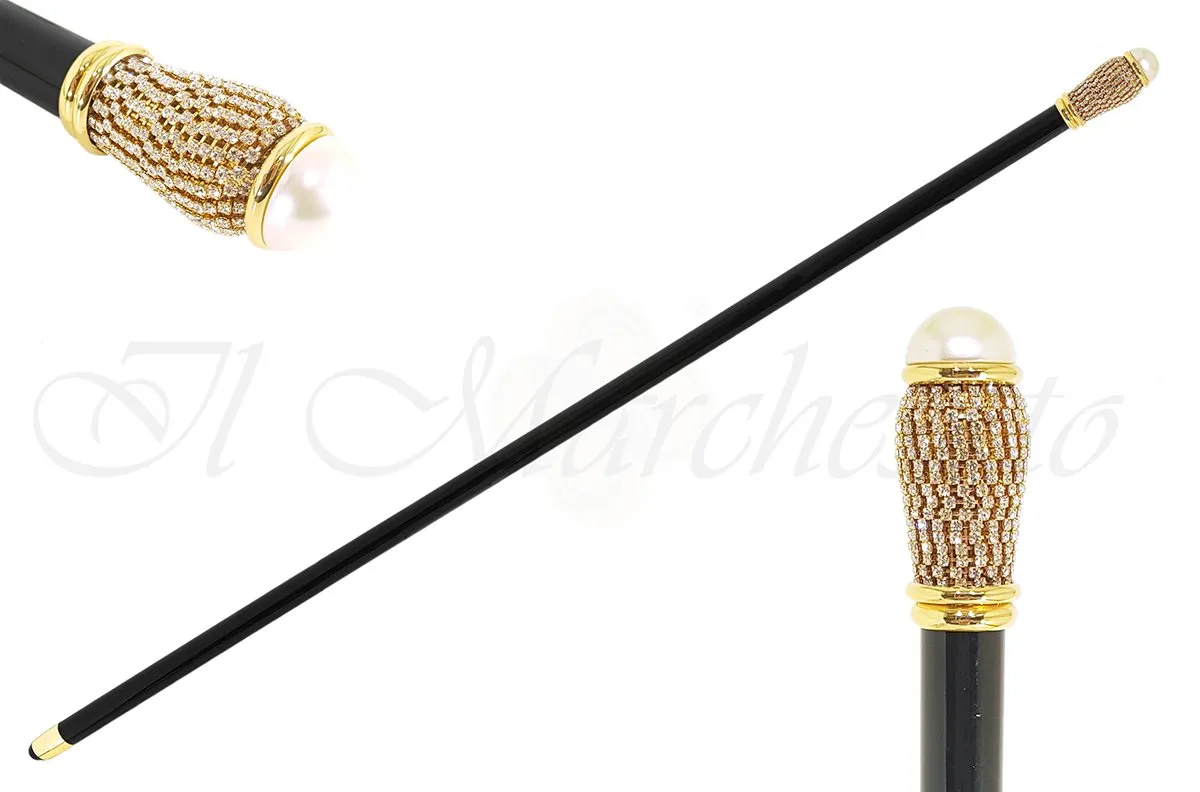 Refined Walking Cane with crystals and pearl