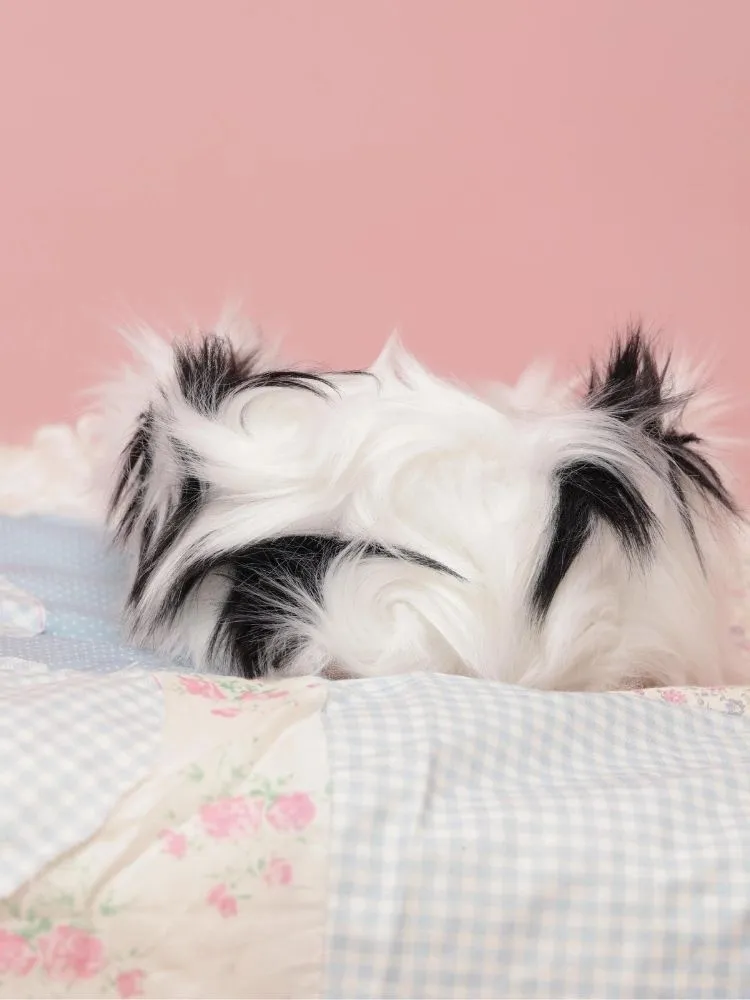 Retro Versatile Black and White Color Blocking Plush Hairband【s0000004286】
