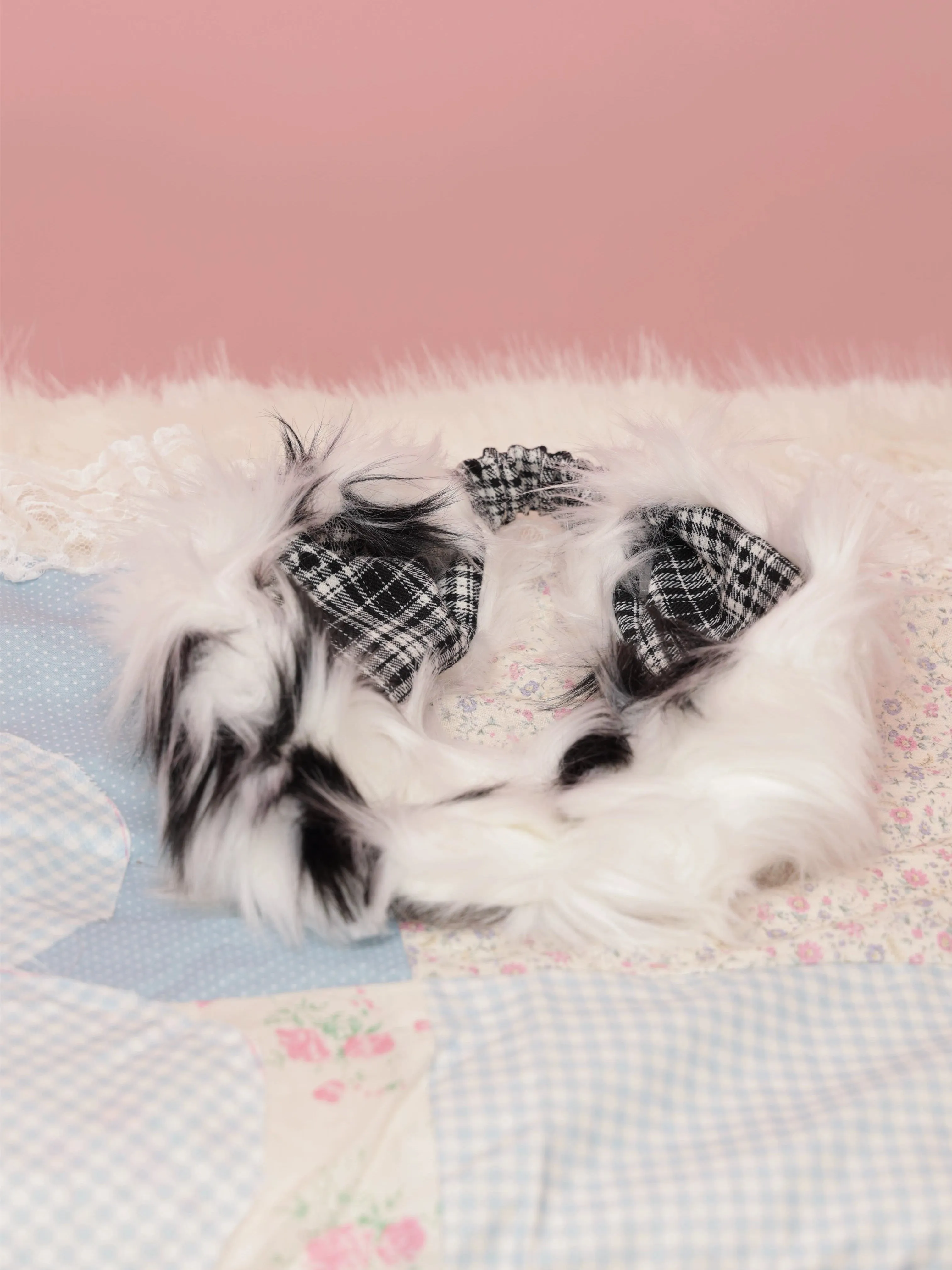 Retro Versatile Black and White Color Blocking Plush Hairband【s0000004286】