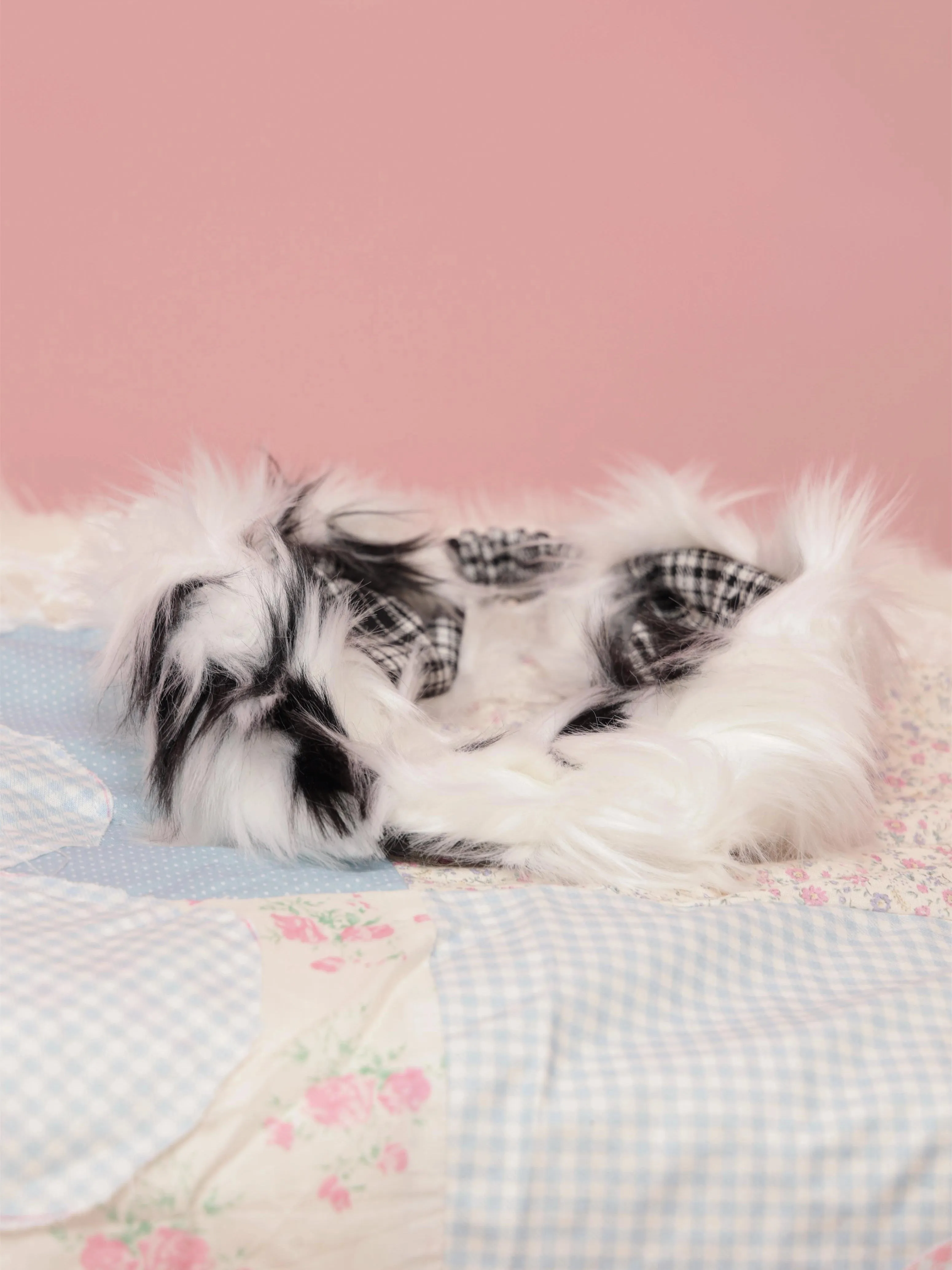 Retro Versatile Black and White Color Blocking Plush Hairband【s0000004286】