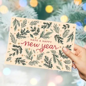 Starry Evergreen Have A Happy New Year Greeting Card Gift For Family And Friends