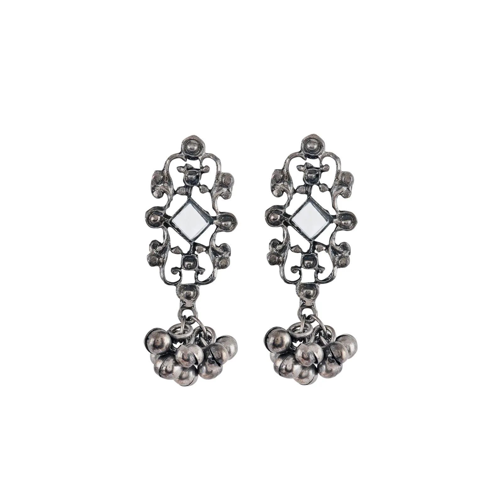 Teejh Gangol Ghungroo Silver Oxidised Necklace Set