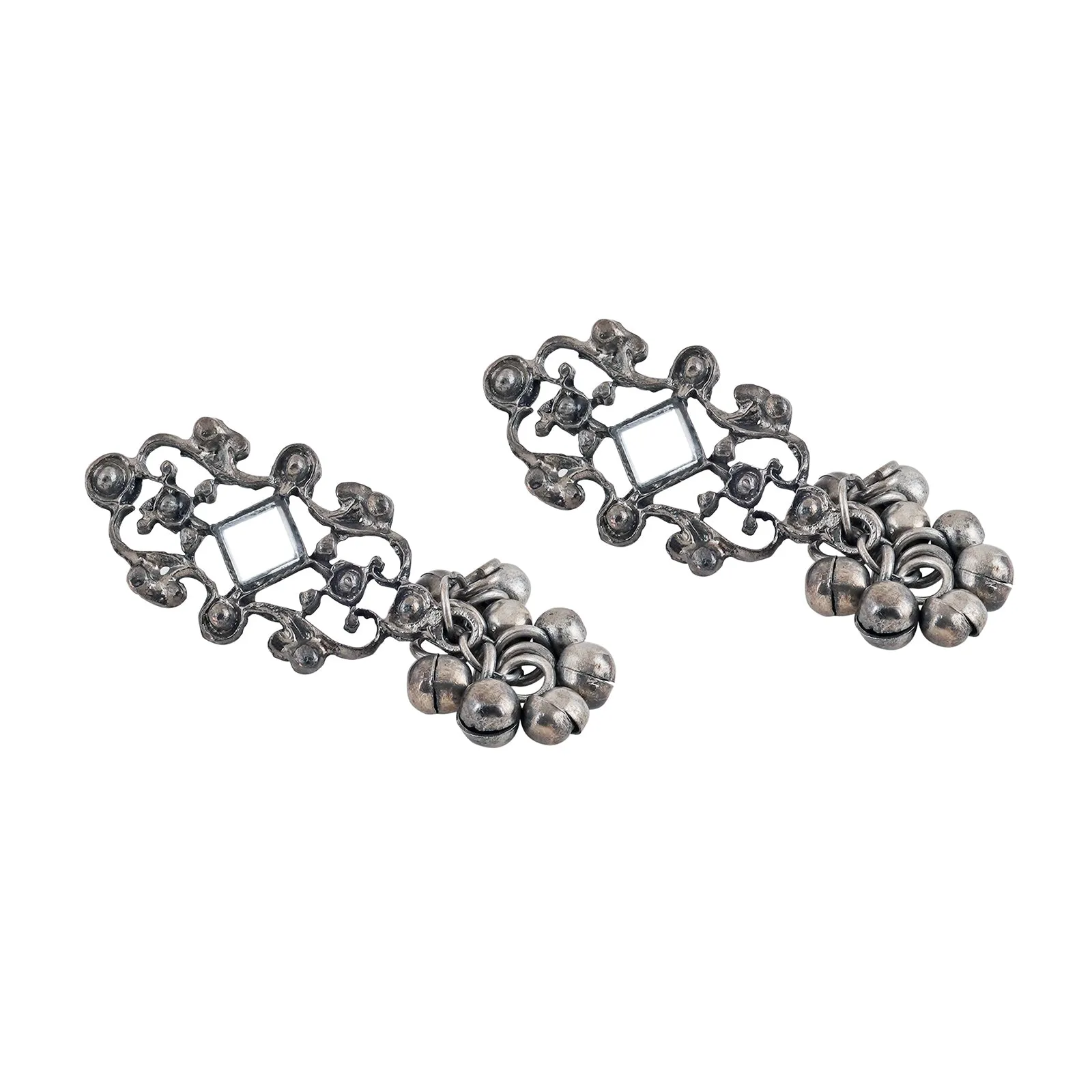 Teejh Gangol Ghungroo Silver Oxidised Necklace Set